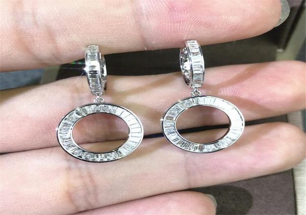 

fine vintage fashion jewelry 925 sterling silver princess cut white z cz diamond circle earring women wedding bridal clip dang6267139