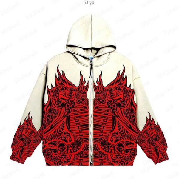 

hip hop men sweatshirt hoodie full printed streetwear harajuku y2k pullover winter fall casual zip jacket y220818 3kwdw, Black