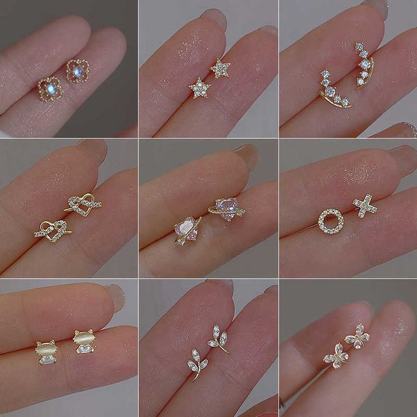 

charm 925 silver needles simple fashion pav crystal lightning stud earrings women exquisite student girlfriend jewelry accessories aa230519, Golden