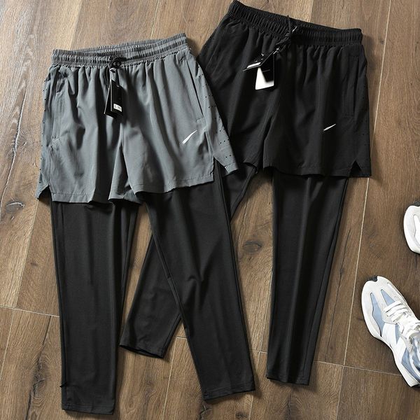 

mens pants designer tech fake two pair shorts pants casual fashion sweatpants womens yoga pants lightweight quick dry pants, Black