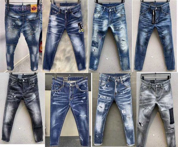 

designer men's jeans slim skinny pencil pants slimming man emaciated casual trousers men dsq european zipper pocket classic pant grey j, Blue