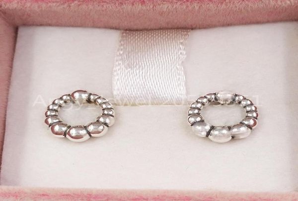 

beaded circle stud earrings authentic 925 sterling silver studs fits european pandora style studs jewelry andy jewel 298683c005651727, Golden;silver