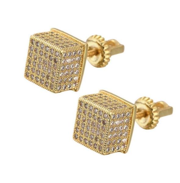 

earrings jewelry fashion women mens earrings hip hop diamond square stud earings iced out bling cz rock punk wedding gift5002152, Golden;silver