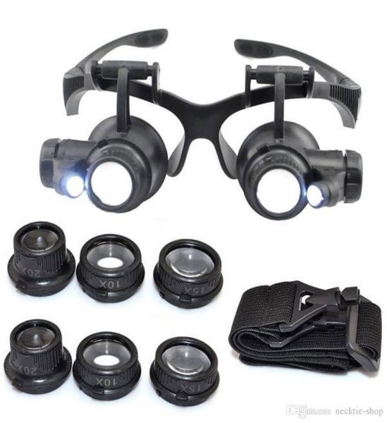 

10x 15x 20x 25x magnifying glass double led lights eye glasses lens magnifier loupe jeweler watch repair tools glitter20084037946