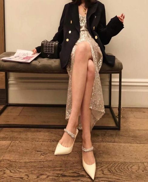 

grade linen patent leather mules with crystal strap 7cm 10cm heel with box eu 35 to 40 tradingbear1777246, Black