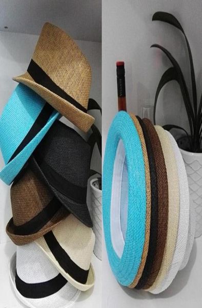 

men women straw hats soft fedora panama hats outdoor stingy brim caps colors choose5115088, Blue;gray