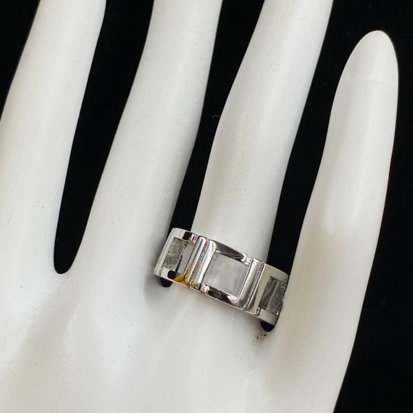 

fashion brand new wide wedding rings hollowed-out stainless steel love ring lovers jewelry wide couple ring, Silver