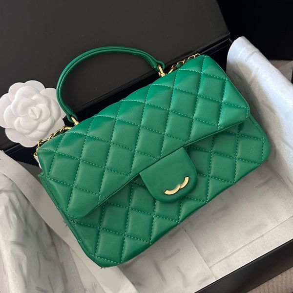 

women designer classic flap bag quilted tote with handle lambskin leather gold metal hardware turn lock 5 colors crossbody shoulder handbag