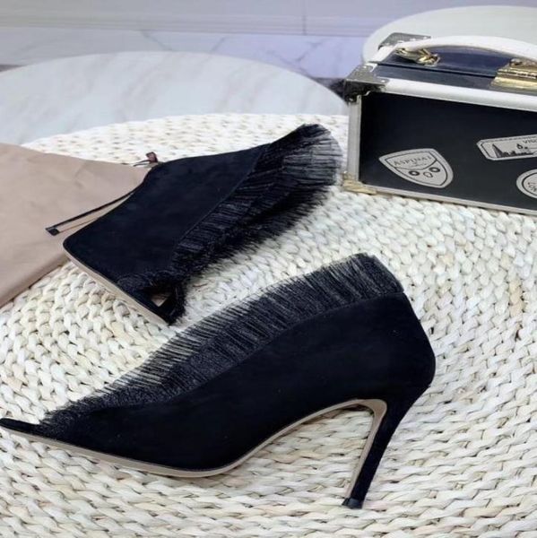 

2020040606y 344041 redbeigeblack 105cm lace trim open toe heels sandals pumps genuine leather suede5636895, Black