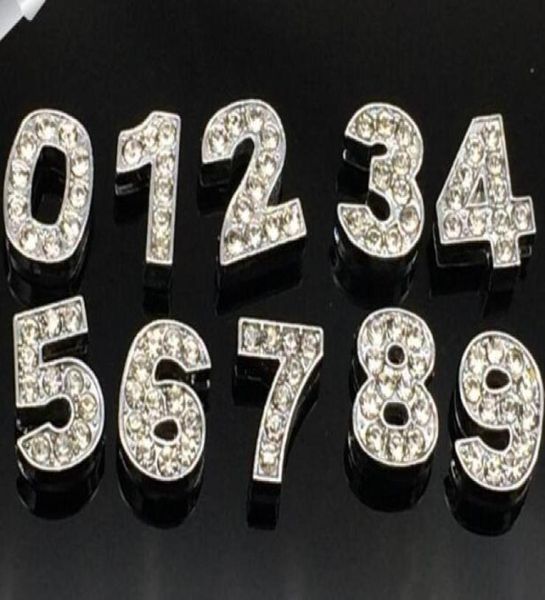 

whole 10mm 100pcslot 0 9 full rhinestones slide number diy charms accessories fit for 10mm pet collar keychains1459286, Bronze;silver