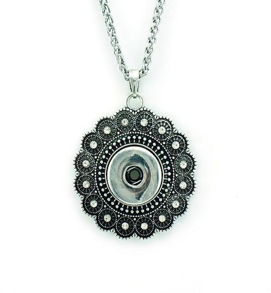 

fashion pendants necklaces infinity chains retro flower 18mm interchangeable ginger snap buttons statement necklaces for women jew1584778, Silver