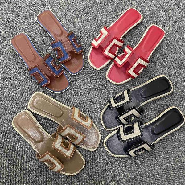 

slippers designer sandal slides summer girl flip flop slipper classic flat heel summer lazy designer leather lady slides women shoes l bath, Black