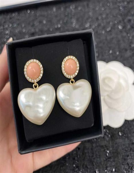 

brand fashion drop heart resin jewelry gold color big pearls earrings luxury tassel design wedding party 2110097417380, Golden;silver