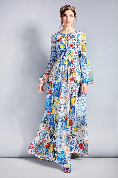 

casual dresses fashion designer maxi dress 5xl women's long sleeve boho colorful flower print, Black;gray