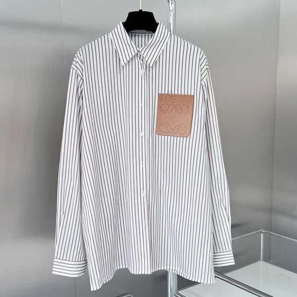 

high edition luxury fashion classic striped shirt for men and women couples loose fitting fashion casual versatile top, White