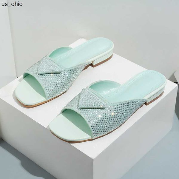 

slippers summer slippers 2023 designer slides women rhinestone sandals fashion low heel shoes black square toe heels beach walk slippers com