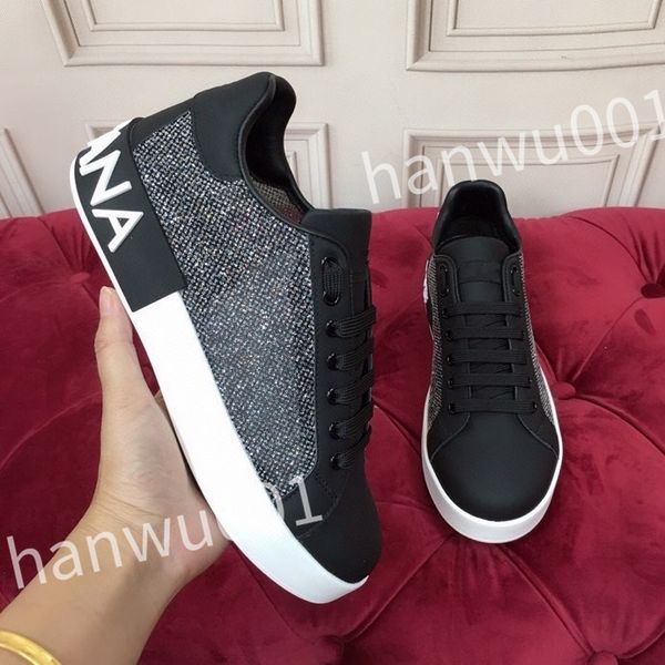

luxury quality casual shoes women's white outdoor running shoes printed calf leather men casual shoes sneakers, Black