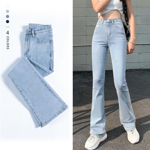 

jeans flared jeans woman high waist wide leg pants new leisure fashion stretch elasticity washde denim trousers for female plus size, Blue