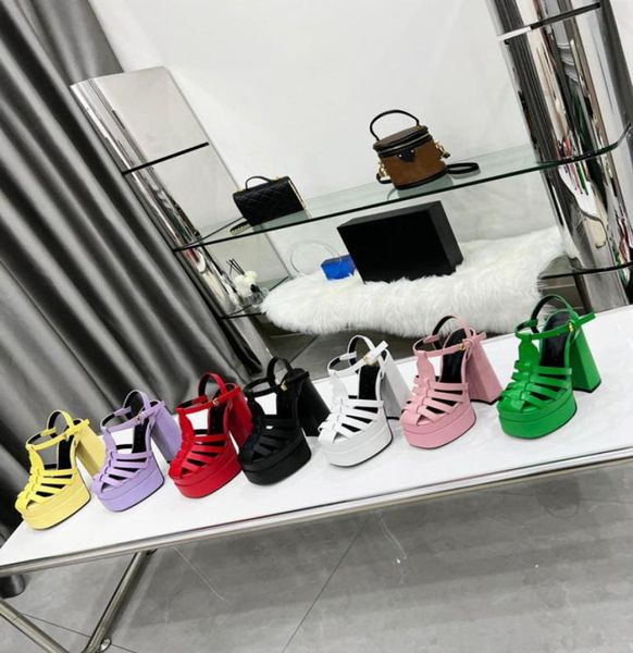 

2022 women039s summer fashion sandals waterproof platform square toe hollow thick heel baotou hengtian high roman catwalk sanda7403983, Black
