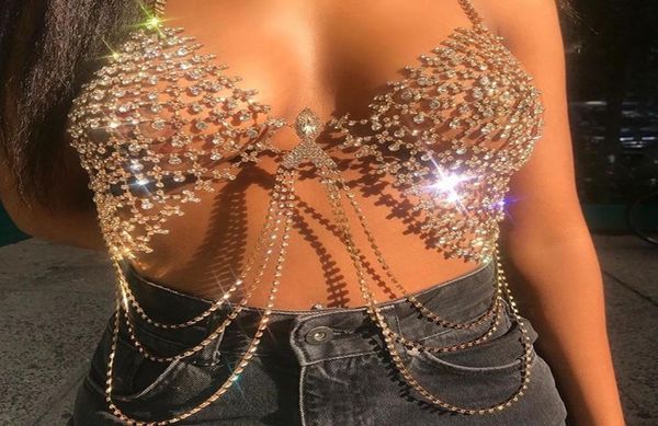 

stonefans hollow rhinestone bra dance jewelry for women tassel body chain chest crystal bralette underwear necklace t20056628463, Silver