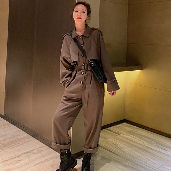 

womens two piece pants jumpsuit safari style casual loose solid full length jump suits for euroamerica simple girls 230519, White