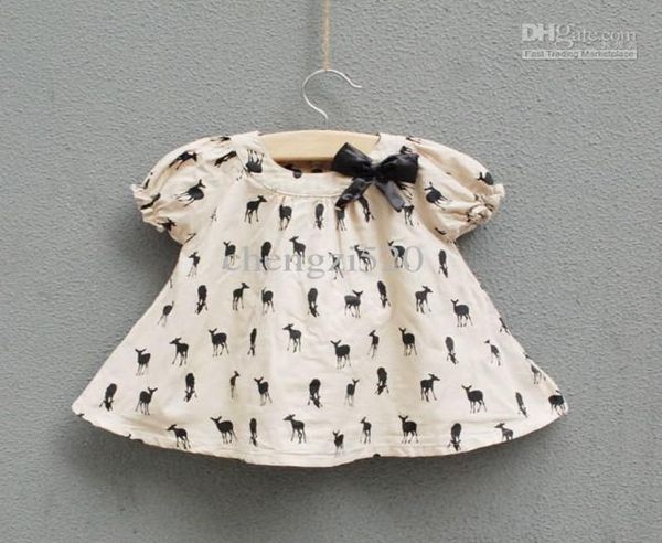 

fashion girls t shirt kids short sleeve blouse deer fawn pattern children clothing ou8134861, Blue