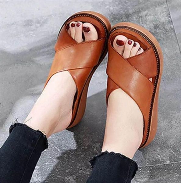 

slippers women summer soft pu open toe slip on female slides casual outdoor beach walk footwear ladies fish mouth platform shoes4475335, Black
