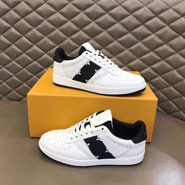 

rivoli sneakers men shoes embossed cow leather trainer colorful trim pattern on the side made in italy logo rubber outsole 06, Black