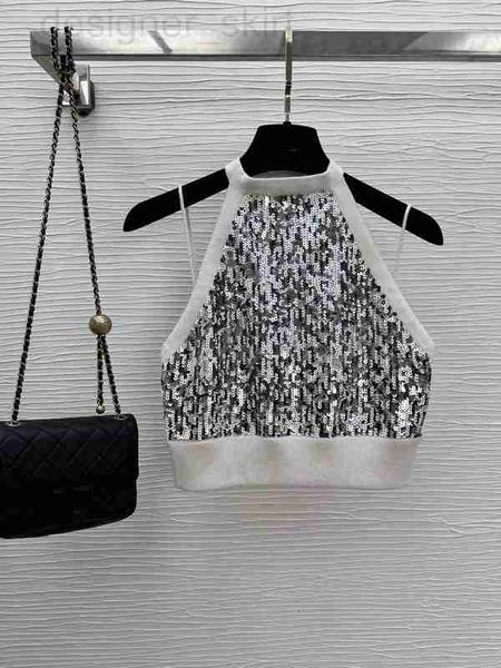 

women's tanks & camis designer 2023 suer new sequins tue vest t-shirt -grade casual shirt sling s fashion polo mother's day irthda, White