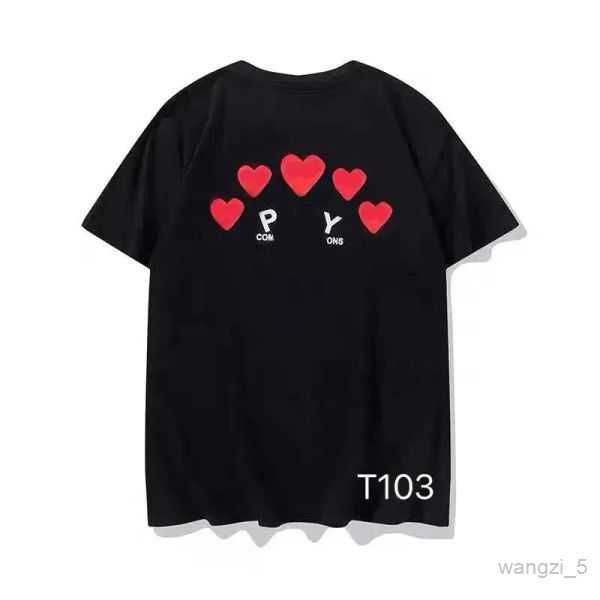 

cdg fashion mens play t shirt designer red heart commes casual women shirts des badge garcons high quanlity tshirts cotton embroidery 5 o28g, White;black