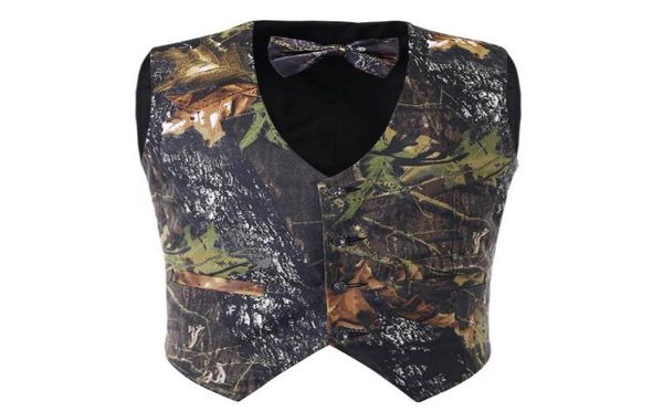 

new arrival mens camo vest 2 sets formal business vest with tie camo hunting groom vests7151808, Black