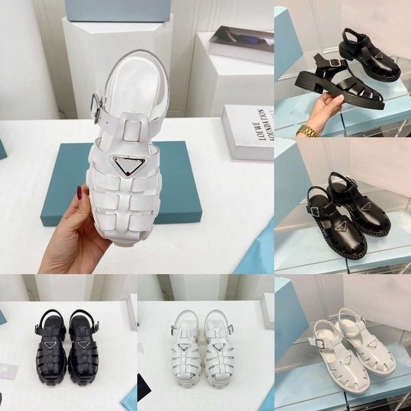 

platform sandals classic ladies luxury summer ladies slippers famous designer vintage rubber roman shoes beach fashion triangle round toe mu, Black