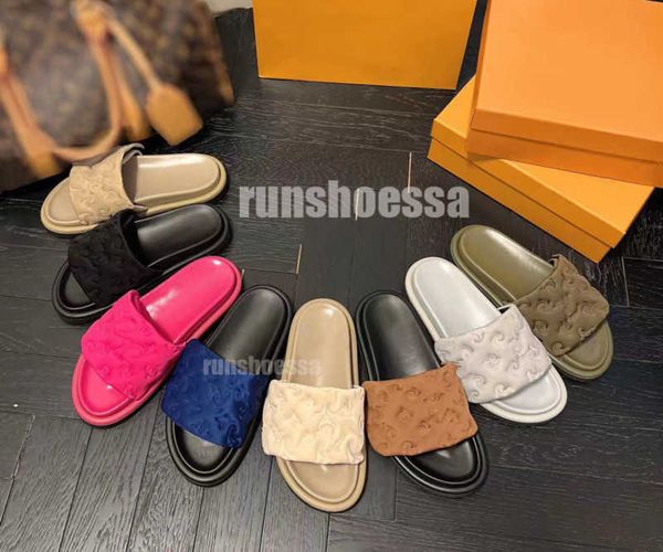 

pool pillow mules women designers sandals sunset flat comfort mules padded front strap slippers fashionable easy-to-wear style slides size 3, Black