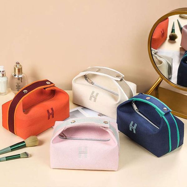 

designers bag advanced cosmetic bag simple canvas bag waterproof large capacity cosmetic bag portable solid color storage bag