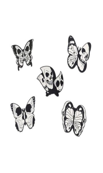 

vintage skull punk style butterfly black white brooches pin for women fashion dress coat shirt demin metal funny brooch pins badge6633741, Gray