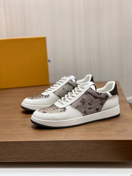 

rivoli sneaker runner trainer mens casual shoes white grained calf leather embossed letter flower hills sneakers, Black