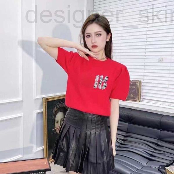 

women's sweaters designer 23ss new knitted sweater designer sweaters t shirts letter diamond short sleeved t shirt bube round neck knit, White;black