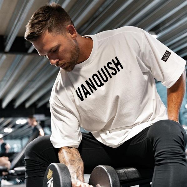 

mens tshirts tshirts cotton round neck oversized tshirt summer sports fitness short sleeve gym running training clothing 230518, White;black