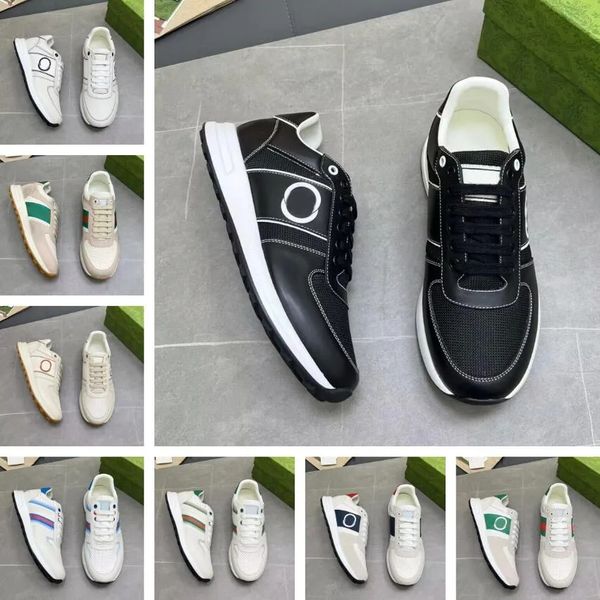 

summer soft low-men interlocking sneaker shoes suede leather luxury sneakers mesh breath skateboard walking wholesale party dress rhython tr, Black