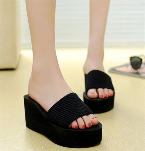 

fashion leopard grain thick soles women slipper style wedges beach lady sanders 2021new woman shoes y11202998777, Black