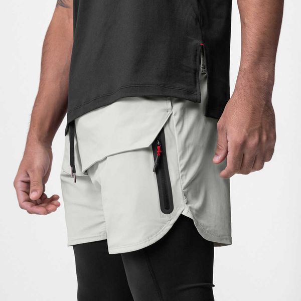 

men's summer sports shorts american quick dry breathable outdoor running training fitness quarter shorts, White;black