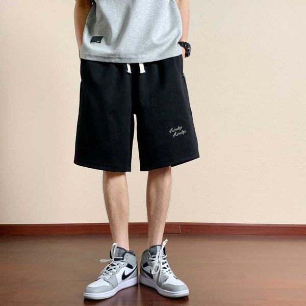 

american high street shorts men's summer hip hop printed sports pants fashion brand versatile loose casual mid pants, White;black