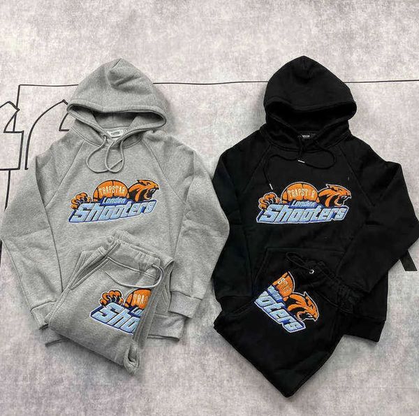 

men's hoodies sweatshirts tracksuits casual embroidered men women hoodie trapstar london shooters hooded tracksuit breathable coat 68es, Black
