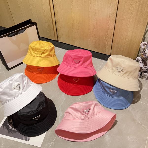 

nylon bucket hat woman designer fisherman hats classc triangle leter sunhat couple cap men beach stingy brim hats with 9 colors, Blue;gray