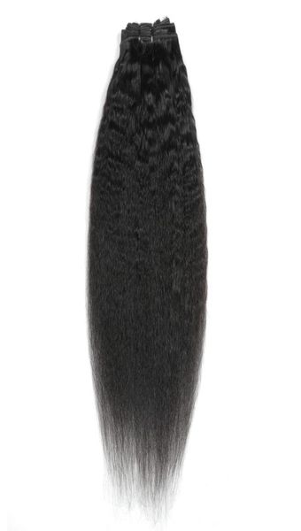 

peruvian human hair kinky straight 824inch clipin hair extensions natural color yaki clip on hair products 120g4340730, Black;brown