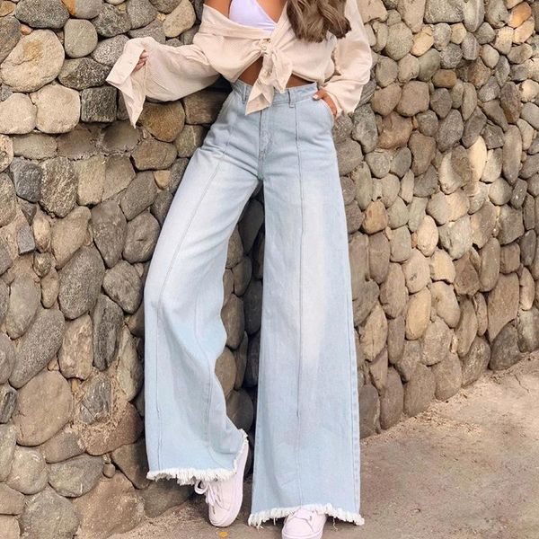 

jeans wide leg jeans high waisted loose light denim blue bodyfriend jeans woman long pants casual fashion streetwear missnight