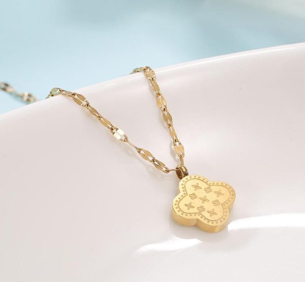 

popular clover pendant necklace gold plated stainless steel necklace earring for women gift7864629, Silver