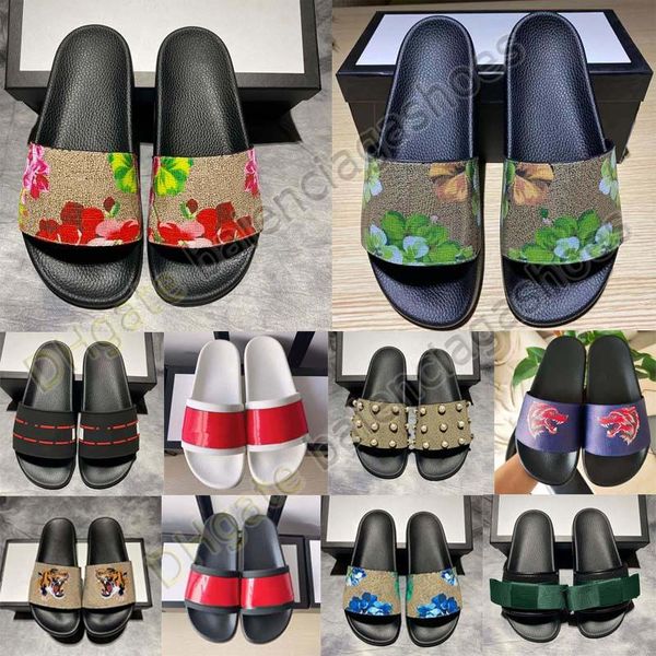 

luxury sandals flat slippers flowers bee tiger blooms floral brocade designer g for women men slides gear bottoms flip flops striped summer, Black