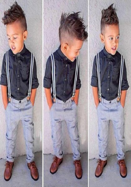 

whole kids designer boys clothes 2pcs baby infant boy designer clothes gentleman shirtsuspender trousers baby tracksuit sets 9135529, White