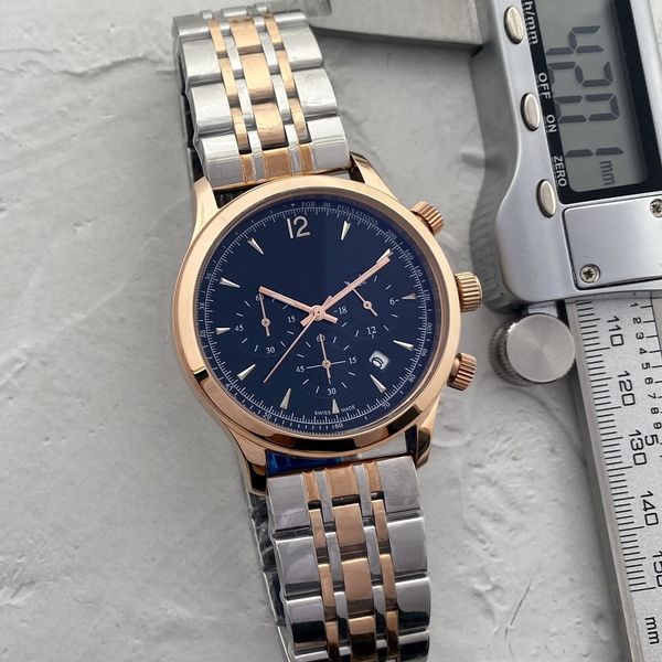 

mens watches luxury wristwatches classic luxurious style business wrist watch quartz movement full function chronograph multi-dial women&#03, Slivery;golden